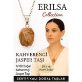 Erilsa Sertifikalı Fasetli Kahverengi Jasper Doğal Taş Kolye – Şifa Uyum Güç ve Denge Taşı