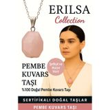 Erilsa Sertifikalı Fasetli Pembe Kuvars Doğal Taş Kolye – Şefkat Huzur Aşk ve Enerji Taşı