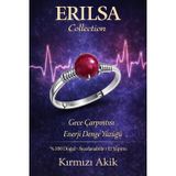 Erilsa Sertifikalı Gece Çarpıntısı Enerji Yüzüğü – Kırmızı Akik Ayarlanabilir İnce Kasa Koç Aslan Boğa