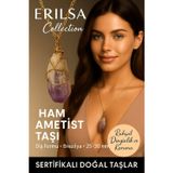 Erilsa Sertifikalı Gold Renkli Doğal Ham Ametist Taşı Kolye – Ruhsal Dinginlik ve Koruma Taşı