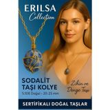 Erilsa Sertifikalı Gold Renkli Doğal Sodalit Taşı Kolye – Zihin ve Denge Taşı