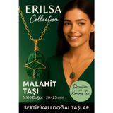 Erilsa Sertifikalı Gold Renkli Doğal Tel Sargılı Malahit Taşı Kolye – Dönüşüm ve Koruma Taşı