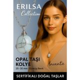 Erilsa Sertifikalı Gümüş Tel Sargılı Doğal Opal Taşı Kolye – 30-35 mm Sezgi ve Yaratıcılık Taşı