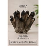 Erilsa Sertifikalı Ham Dumanlı Kuvars Dikenli Küme Taşı – Negatif Enerjiyi Temizleyen Doğal Kristal Dekor