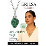 Erilsa Sertifikalı Ham İşlenmemiş Aventurin Taşı Kolye – Şans, Bolluk ve Kalp Dengeleyici Doğal Taş