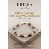 Erilsa Sertifikalı Ham İşlenmemiş Kristal Kuvars Doğal Taş Bileklik - 8x8 mm Netlik Enerji ve Denge Taşı