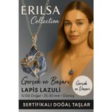 Erilsa Sertifikalı Ham Lapis Lazuli Taşı Kolye – Gümüş Tel Sargılı 25-30 mm Bilgelik ve Güç Taşı