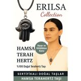 Erilsa Sertifikalı Hamsa Terahertz Doğal Taş Kolye – Koruma Huzur Negatif Enerji Kalkanı
