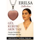 Erilsa Sertifikalı Kalp Model Gül Kurusu Akik Taşı Kolye – Duygusal Huzur ve İçsel Güç Kaynağı