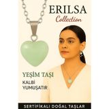 Erilsa Sertifikalı Kalp Model Jade Yeşim Taşı Kolye – Kalbi Yumuşatır, İç Huzuru Dengeler