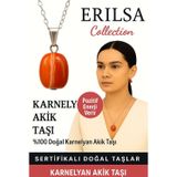 Erilsa Sertifikalı Karnelyan Akik Doğal Taş Kolye – Pozitif Enerji Canlılık ve Özgüven Taşı