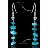 Erilsa Sertifikalı Kırık Taşlı Model Firuze Taşı Küpe - Standart - Turkuaz