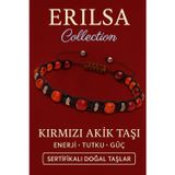 Erilsa Sertifikalı Kırmızı Akik ve Terahertz Taşı Bileklik – Tutku, Güç ve Odaklanma Enerjisini Yükseltir
