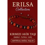 Erilsa Sertifikalı Kırmızı Akik ve Terahertz Taşı Bileklik – Tutku, Güç ve Odaklanma Enerjisini Yükseltir