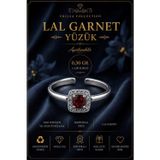 Erilsa Sertifikalı Lal Garnet Taşı Kare Faset Kesim 1,50 Karat 925 Ayar Gümüş Ayarlanabilir Yüzük