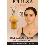 Erilsa Sertifikalı Mantar Model Bal Kalsit Taşı Kolye Huzur ve Şifa Veren Doğal Taş