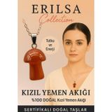 Erilsa Sertifikalı Mantar Model Kızıl Yemen Akik Taşı Kolye - Tutku ve Enerji Veren Doğal Taş