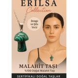 Erilsa Sertifikalı Mantar Model Malahit Taşı Kolye - Denge ve Şifa Veren Doğal Taş Kolye