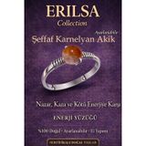 Erilsa Sertifikalı Nazar Koruma Enerji Yüzüğü – Şeffaf Karnelyan Ayarlamalı İnce Kasa Akrep Koç Oğlak Burcu