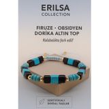 Erilsa Sertifikalı Obsidyen Dorika Firuze Taşı Bileklik – Kalabalıkta Fark Edil, Enerjini Kor