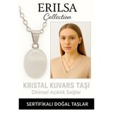 Erilsa Sertifikalı Oval Kristal Kuvars Taşı Kolye – Arınma, Şifa ve Enerji Dengeleyici Taş