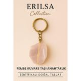 Erilsa Sertifikalı Pembe Kuvars Taşı Anahtarlık - Sevgi ve Şefkat Taşı