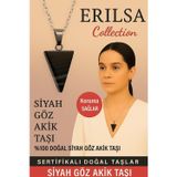 Erilsa Sertifikalı Piramit Model Siyah Göz Akik Taşı Kolye - Koruma Sağlayan Doğal Taş