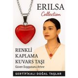 Erilsa Sertifikalı Renkli Kaplama Kuvars Taşı Kolye (Kırmızı) – Tutku, Güç ve Koruyucu Enerji Taşı