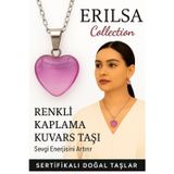 Erilsa Sertifikalı Renkli Kaplama Kuvars Taşı Kolye (Pembe) – Sevgi Enerjisi, Ruhsal Arınma ve Zarafet