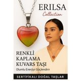 Erilsa Sertifikalı Renkli Kaplama Kuvars Taşı Kolye (Yeşil Kırmızı) – Enerji Canlandırıcı ve Ruhsal Koruma