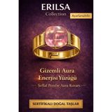 Erilsa Sertifikalı Şeffaf Pembe Aura Kuvars Doğal Taş Yüzük – Gizemli Aura Enerjisi