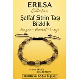 Erilsa Sertifikalı Şeffaf Sitrin Doğal Taş Bileklik - 8x8 mm Bereket Enerji ve Huzur Taşı