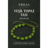 Erilsa Sertifikalı Sentetik Yeşil Topaz Taşı Bileklik - Doğal Görünümlü İlham ve Pozitif Enerji Unisex
