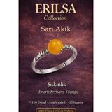 Erilsa Sertifikalı Şişkinlik Enerji Yüzüğü – Sarı Akik Taşı Ayarlanabilir İnce Kasa Boğa Başak Yengeç