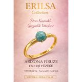 Erilsa Sertifikalı Stres ve Sinir Denge Yüzüğü – Arizona Firuze Taşı Ayarlanabilir Gold Yay Kova Burcu