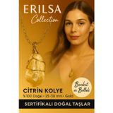 Erilsa Sertifikalı Tel Sargılı Doğal Ham Sitirin Taşı Kolye – Altın Kaplama Bereket ve Enerji Taşı