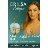 Erilsa Sertifikalı Tel Sargılı Doğal Opal Taşı Kolye – Altın Kaplama Pozitif Enerji ve Sezgi Taşı