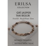 Erilsa Sertifikalı Terahertz Gri Jasper Doğal Taş Bileklik - Güven Denge Kararlılık Enerji Taşı
