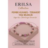 Erilsa Sertifikalı Terahertz - Pembe Kuvars Taşı Bileklik - Sevgi Şefkat Enerjisi Göğüs Açıcı Doğal Taş