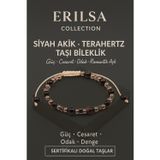 Erilsa Sertifikalı Terahertz Siyah Akik Taşı Bileklik - Güç Cesaret Odak Denge Doğal Taş