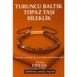 Erilsa Sertifikalı Turuncu Baltık Topaz Doğal Taş Bileklik - 8x8 mm Cesaret Mutluluk ve Enerji Taşı
