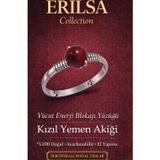 Erilsa Sertifikalı Vücut Enerji Blokaj Yüzüğü – Kızıl Yemen Akiği Ayarlamalı İnce Kasa Koç Aslan Akrep Burç
