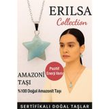 Erilsa Sertifikalı Yıldız Model Amazonit Doğal Taş Kolye Pozitif Enerji Verir