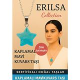 Erilsa Sertifikalı Yıldız Model Kaplamalı Mavi Kuvars Doğal Taş Kolye – Zihni Sakinleştiren Enerji
