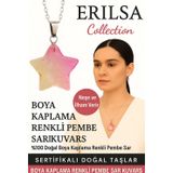 Erilsa Sertifikalı Yıldız Model Pembe Sarı Kuvars Doğal Taş Kolye – Neşe ve İlham Taşı