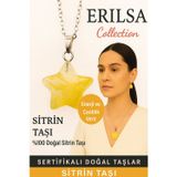 Erilsa Sertifikalı Yıldız Model Sitrin Doğal Taş Kolye – Enerji Canlılık Bolluk ve Bereket Taşı