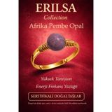Erilsa Sertifikalı Yüksek Tansiyon Enerji Yüzüğü – Afrika Pembe Opal Taşı Ayarlamalı Gold Yengeç Terazi