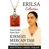 Erilsa Sertifikalı Zirkon Taşlı Model Kırmızı Mercan Taşı Kolye – Stresi Azaltan ve Huzur Veren Doğal Taş