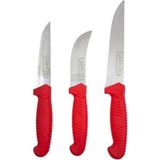 Erinox 3’lü Kurban Bıçak Seti Et Bıçağı Sıyırma ve Yüzme Bıçağı - Kırmızı