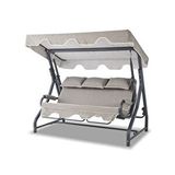 Erinöz Salvia 3 Kişilik Yatarlı Bahçe Salıncağı Balkon Teras Salıncak Gri Minder